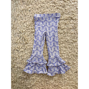 Girls Kate Quinn Purple White Patterned Ruffle Bell Bottom Pants 4T Modal